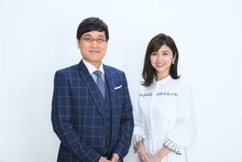 南海キャンディーズ山里（左）と宇賀なつみ（右）。(c)カンテレ