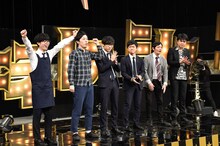 「有田ジェネレーション」に「カズレーザー激推し芸人」として出演する（左から）フランスピアノ、キュウ、三日月マンハッタン。(c)TBS