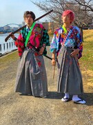 EXIT扮する純愛侍。左から、りんの助、かねち丸。(c)日本テレビ