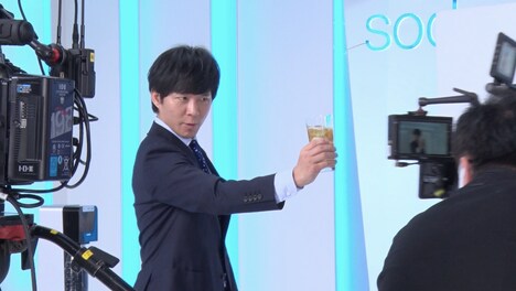 CM撮影中の様子。