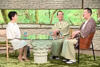 阿川佐和子とゲストの林家木久扇、林家木久蔵。(c)MBS