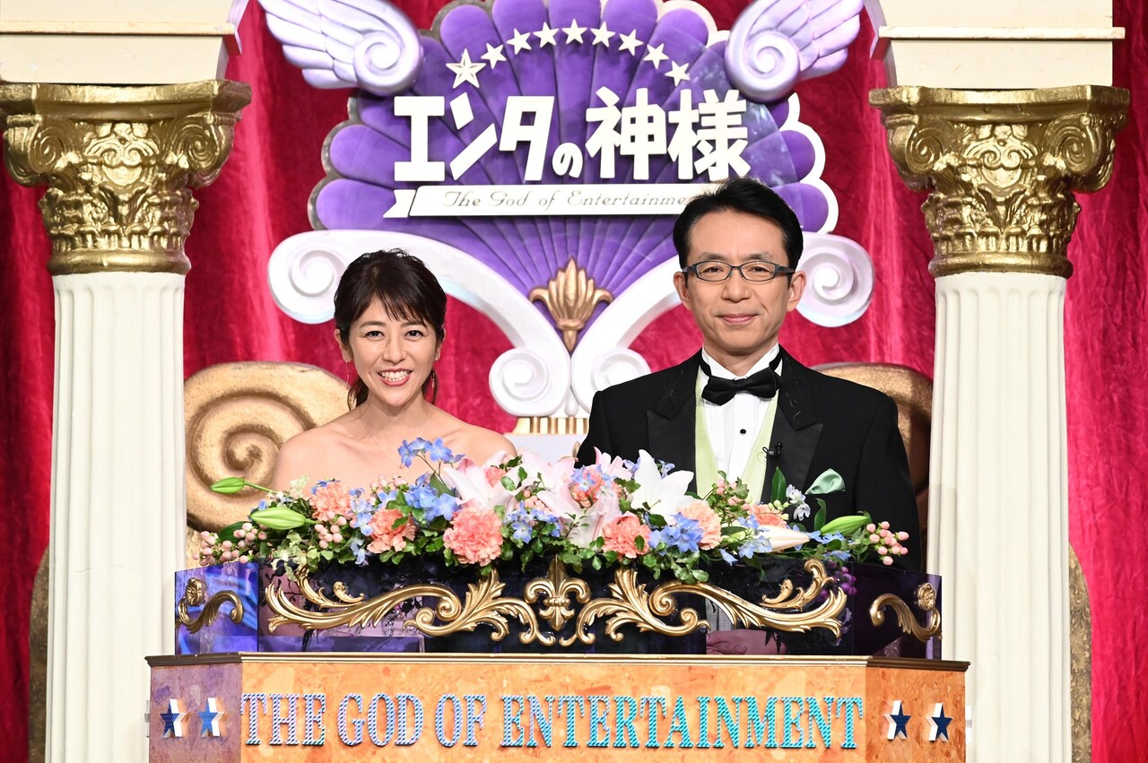 左から白石美帆、福澤朗。(c)日本テレビ