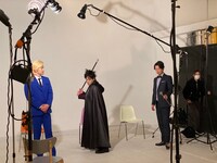 「世界を変えるキャッシュレス」撮影時のオフショット。