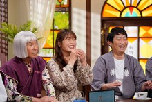 左から間寛平、渋谷凪咲、NON STYLE石田。(c)読売テレビ