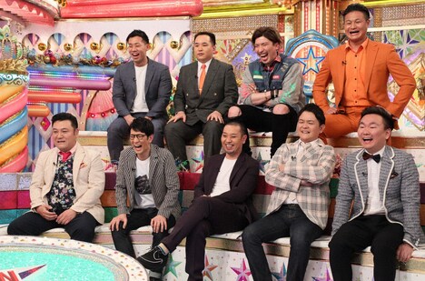 「ロンドンハーツ 2時間スペシャル」に出演する（前列左から）アンタッチャブル、千鳥、かまいたち山内、（後列左から）ミルクボーイ、EXITりんたろー。、ティモンディ高岸。(c)テレビ朝日