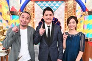「クイズ!THE違和感」に出演する千鳥と田村真子アナ(右)。(c)TBS