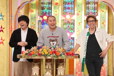 （左から）宮下草薙・草薙、ハナコ岡部、ロンドンブーツ1号2号・田村淳。(c)テレビ朝日