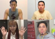 自宅映像を公開するミルクボーイ（上段）、ねお（下段左）、木村昴（下段右）。(c)読売テレビ