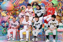 「アメトーーク！」に集結する（前列左から）出川哲朗、サンドウィッチマン伊達、陣内智則、アンジャッシュ渡部、（後列左から）ずん飯尾、ロッチ中岡、アンガールズ田中の「ありがとうノムさん芸人」。(c)テレビ朝日