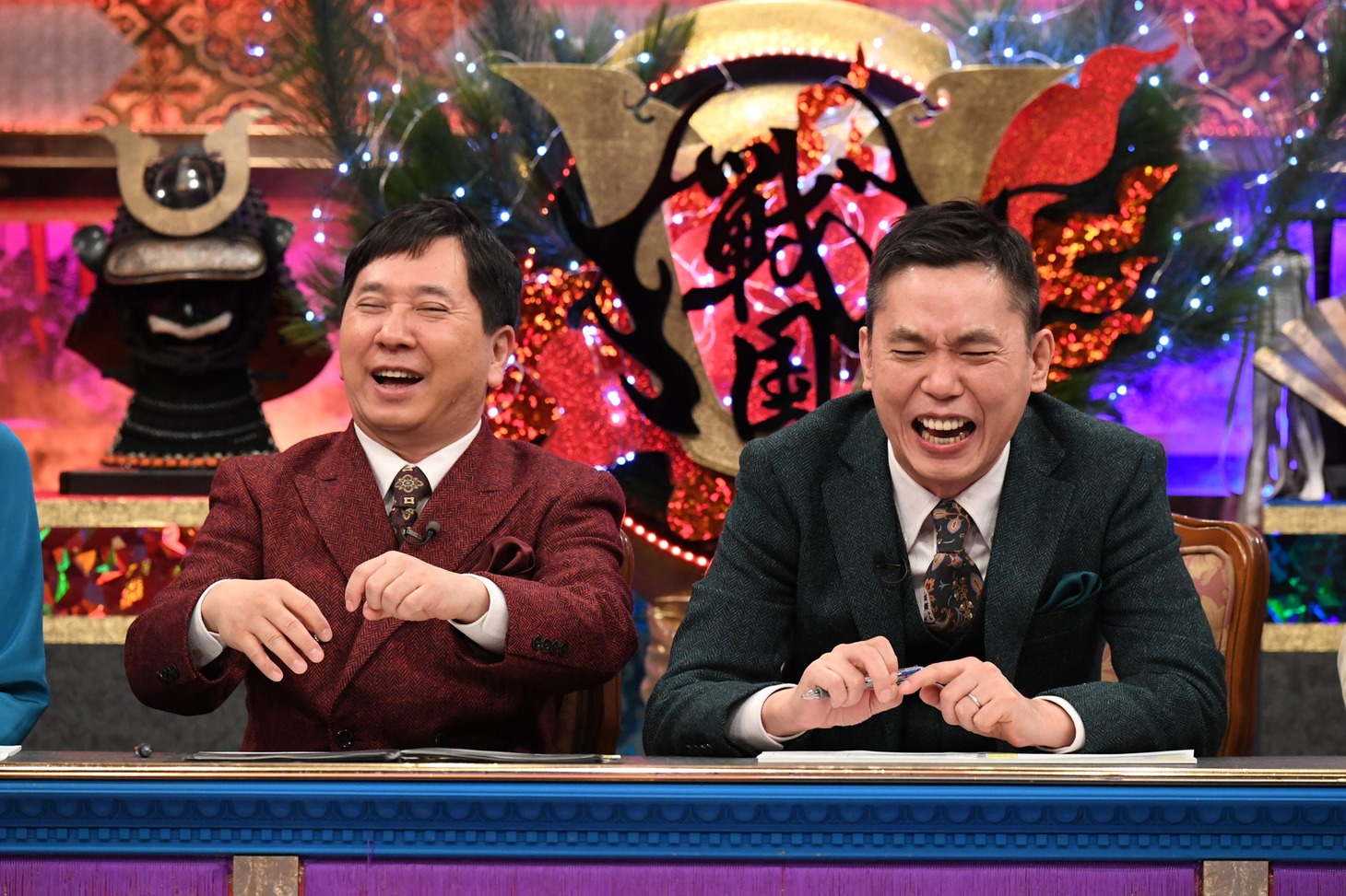 「禁断企画！国民10万人がガチ投票！日本人が本当に好きな戦国武将総選挙」MCの爆笑問題。(c)テレビ朝日