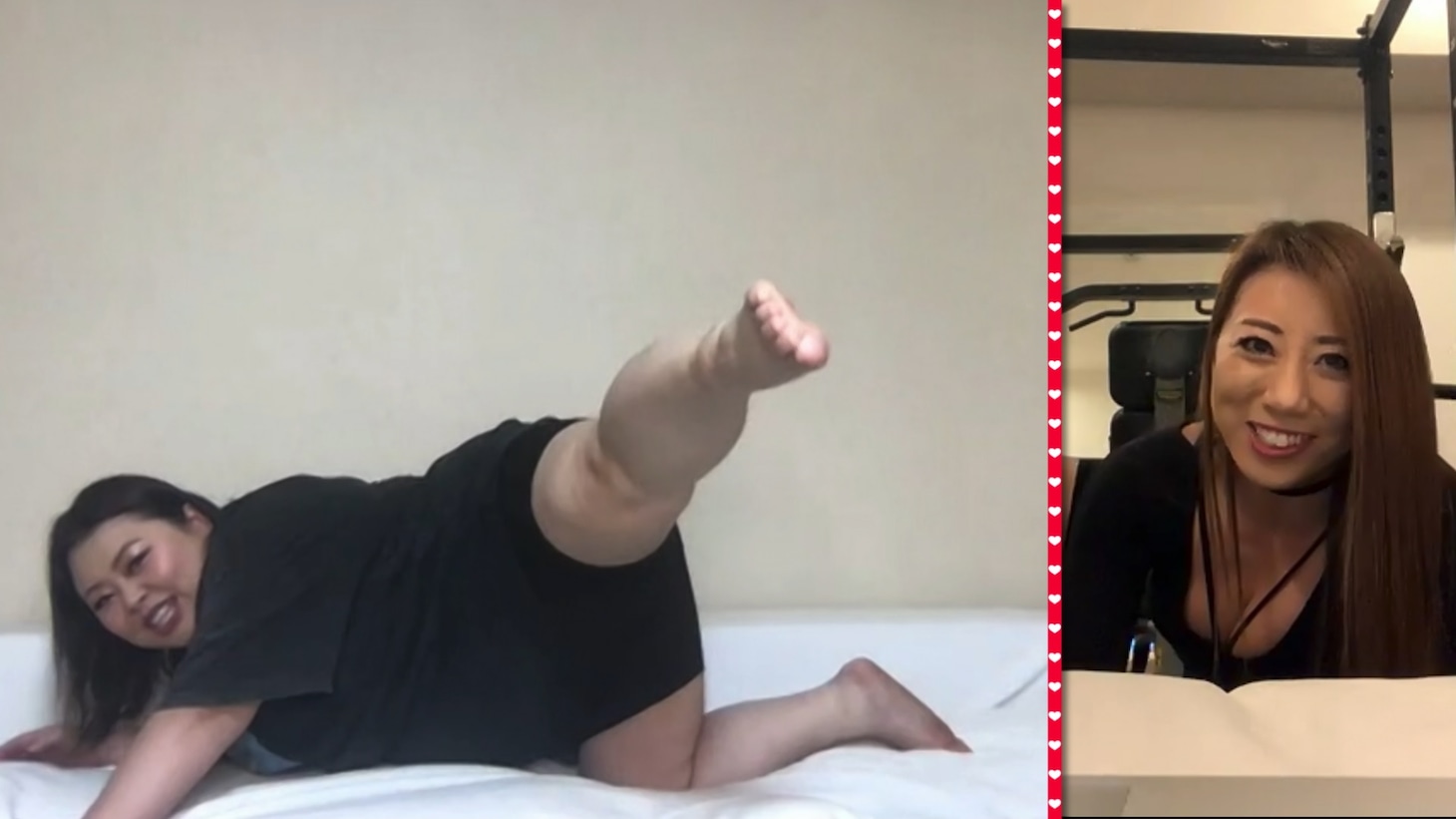 渡辺直美とビキニフィットネスの安井友梨（右）。(c)テレビ朝日