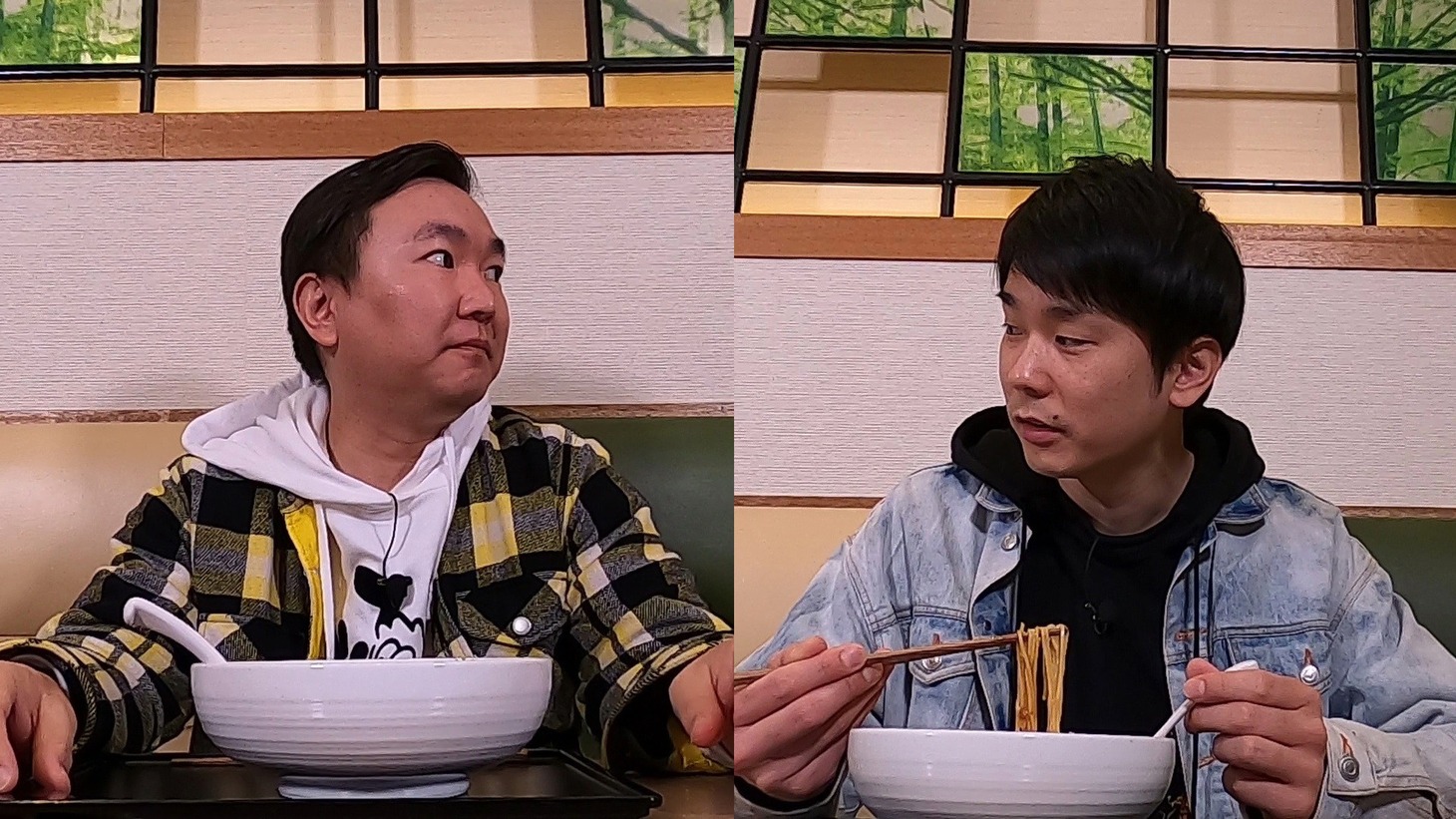 「人気芸能人がマジ調査！鬼旨ラーメングランプリ」に出演する、かまいたち。(c)フジテレビ