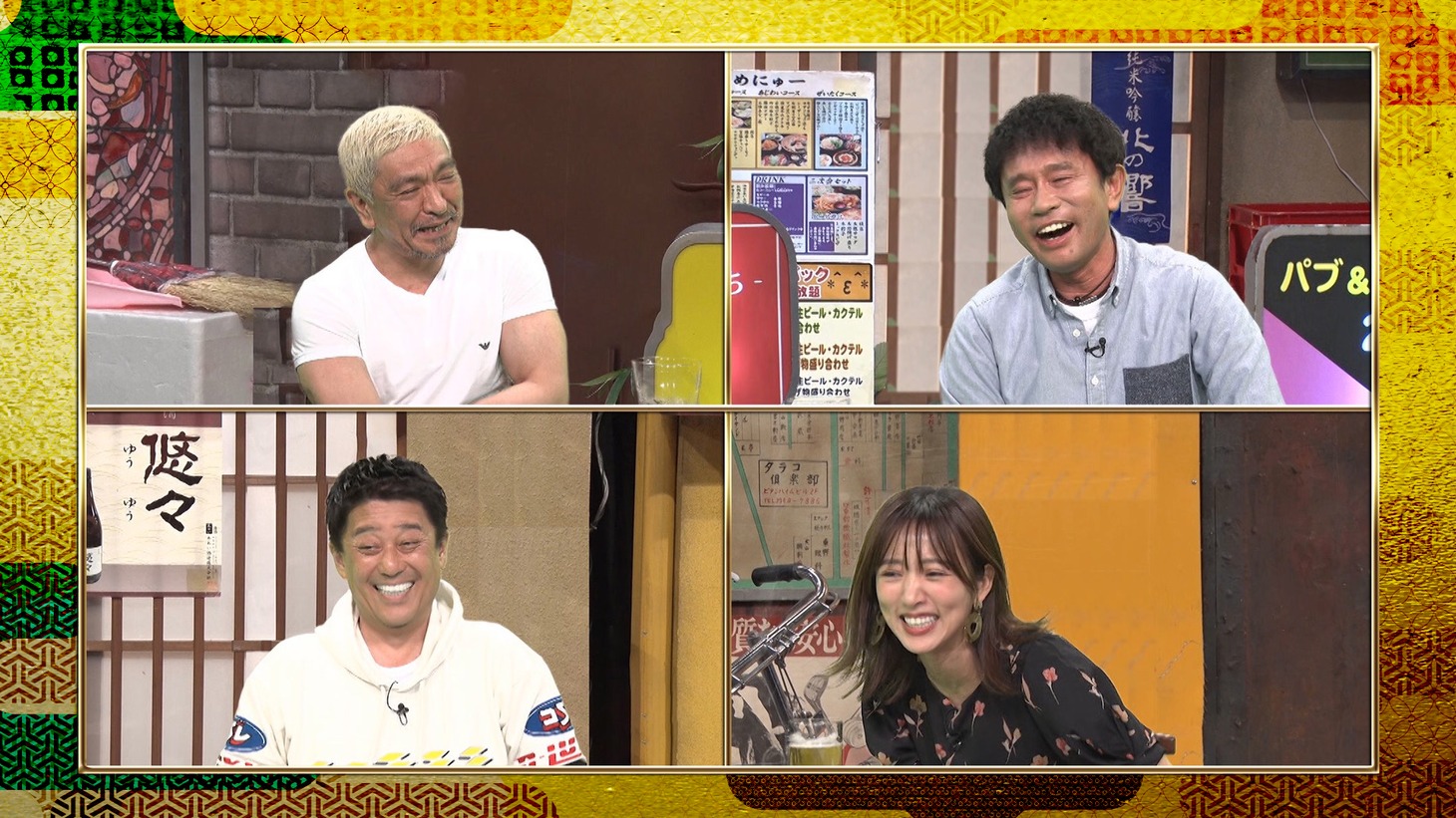 ダウンタウンと（下段左から）坂上忍、夏菜。(c)フジテレビ