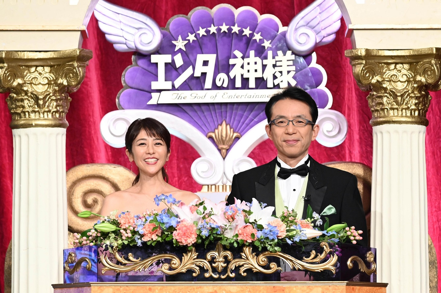 左から白石美帆、福澤朗。(c)日本テレビ