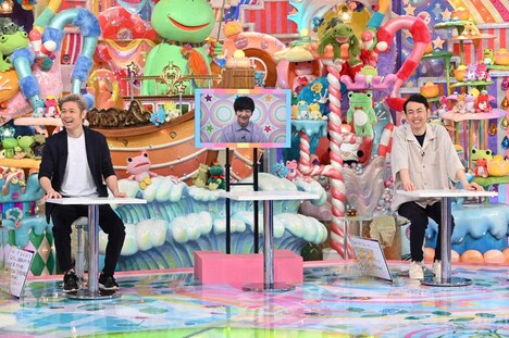 （左から）品川庄司・品川、パンサー向井、アンガールズ田中。(c)テレビ朝日