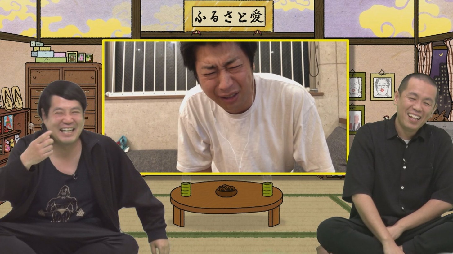 「ジンギス談！」にリモート出演するパンサー尾形（中央）と、タカアンドトシ。(c)HBC