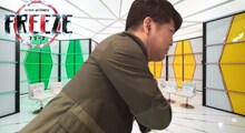 FREEZE中の真壁刀義のモノマネを披露するFUJIWARA藤本。