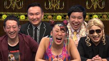 「衝撃映像30連発！フワちゃん・霜降りが仰天 キテレツ人生！なんでこうなった？」に出演する（左から）サバンナ高橋、かまいたち山内、フワちゃん、霜降り明星せいや、チョコレートプラネット松尾。(c)フジテレビ
