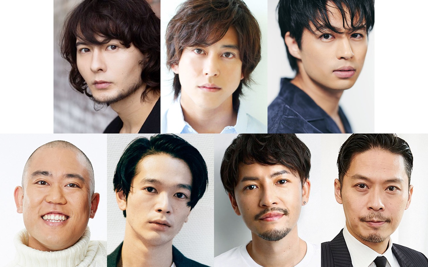 上段左から藤田玲、佐野岳、佐伯大地。下段左からコロコロチキチキペッパーズ・ナダル、岩井拳士朗、小柳津林太郎、坂東工。