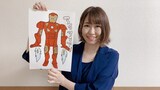 自身の担当するコーナーで、自ら描いたアイアンマンのイラストを見せる桜 稲垣早希。(c)関西テレビ