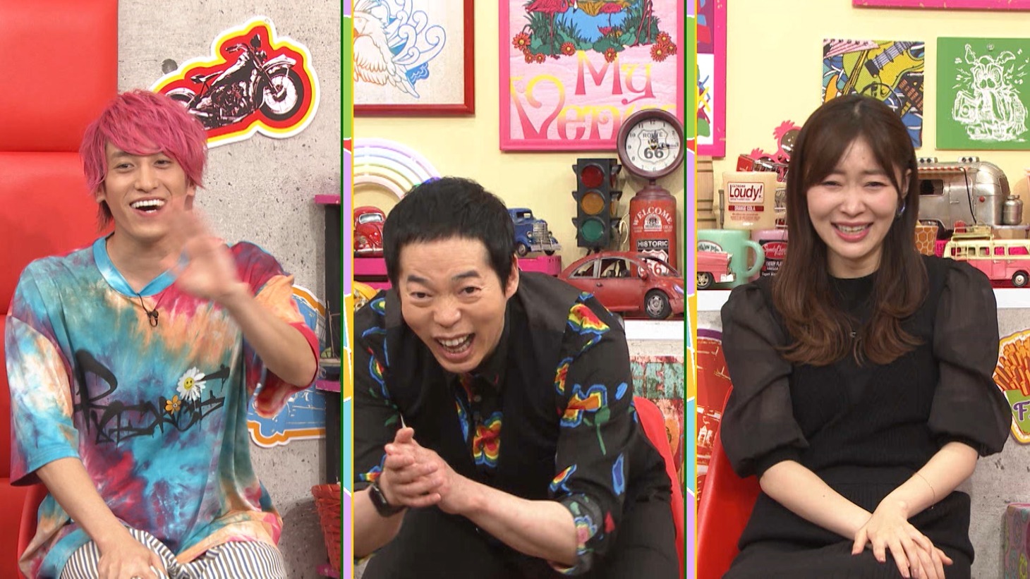 （左から）EXIT兼近、今田耕司、指原莉乃。(c)テレビ朝日