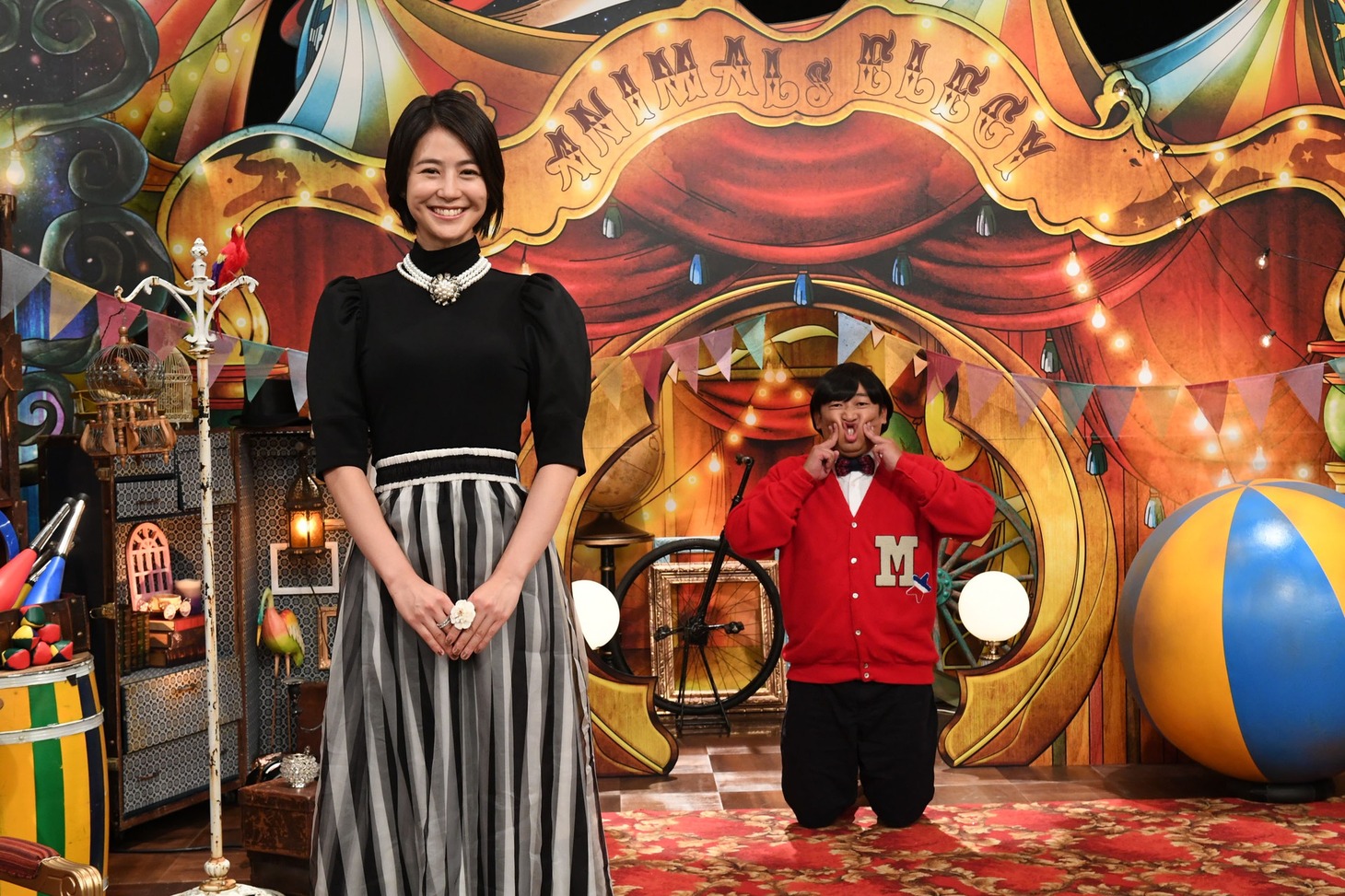 新番組「アニマルエレジー」に出演する（左から）夏目三久、上杉みちくん。(c)テレビ朝日