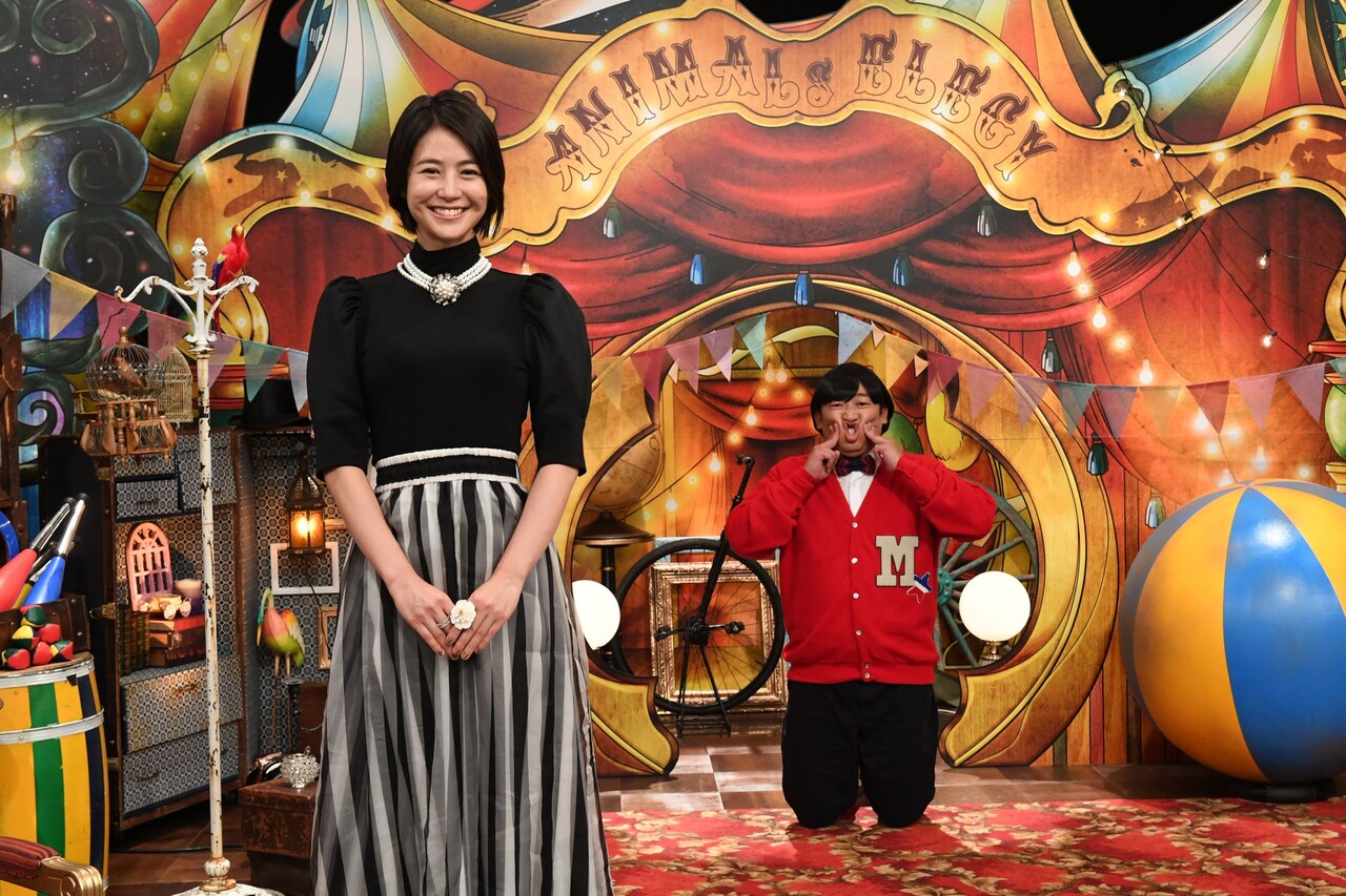 新番組「アニマルエレジー」に出演する（左から）夏目三久、上杉みちくん。(c)テレビ朝日