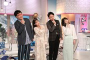 （左から）南海キャンディーズ山里、田中みな実、有吉弘行、弘中綾香アナ。(c)テレビ朝日