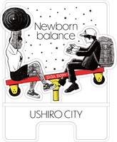 「できたてのバランス」アクリルスマホスタンドのデザイン。