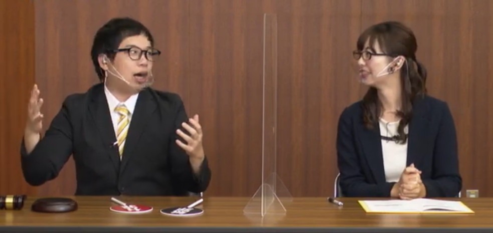 左から霜降り明星せいや、宮崎玲衣アナウンサー。(c)静岡朝日テレビ