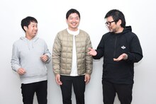 左からウエストランド井口、河本、宮嵜P。