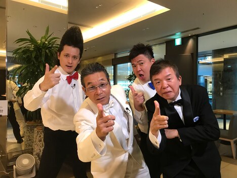 「秘伝ハンター 超お値打ちハウマッチSP」のロケを行ったミサイルマン、間寛平、村上ショージ。