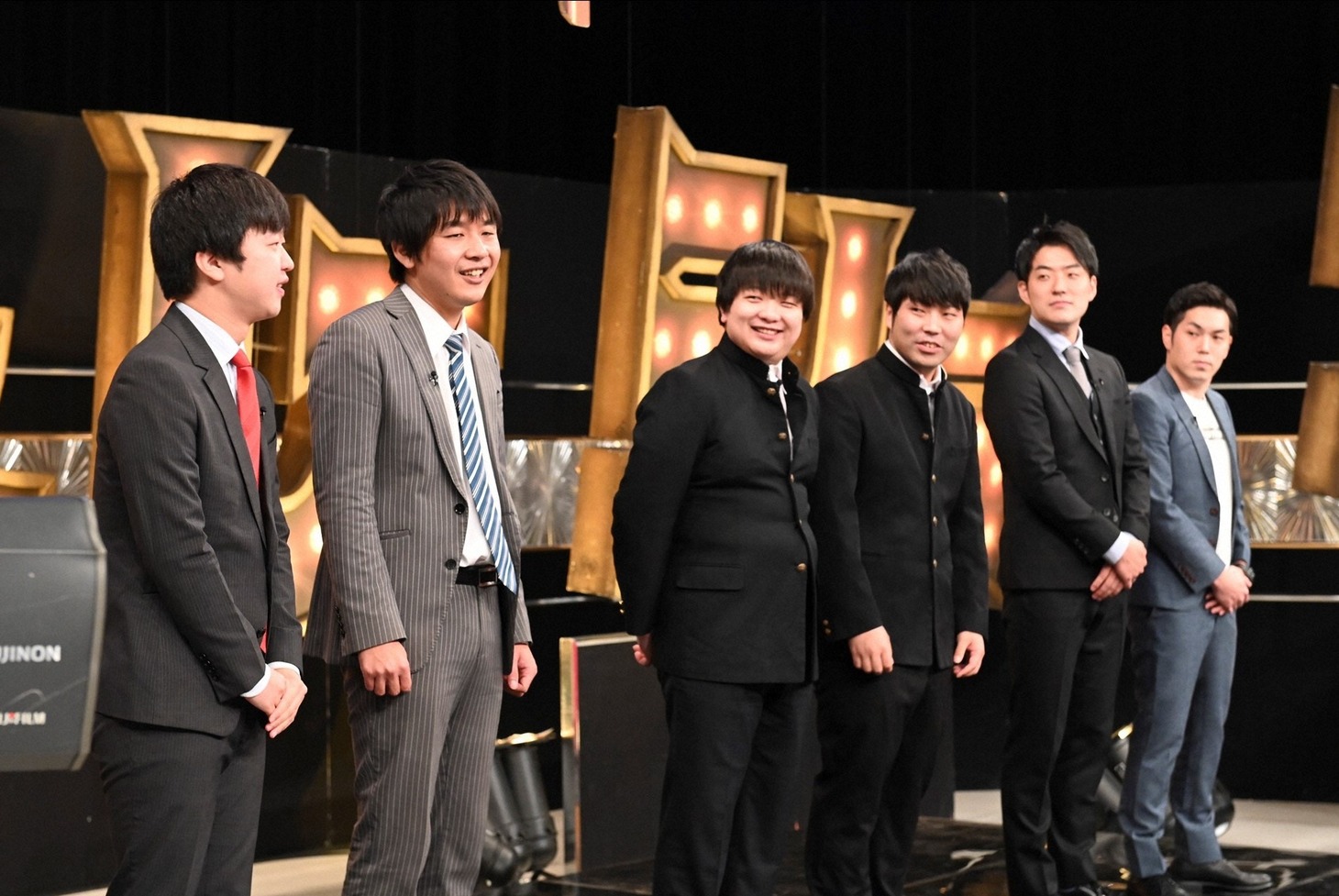 「有田ジェネレーション」に出演する（左から）ジョウダンアオナナテンパイ、化石コンパス、ネイチャーバーガー。(c)TBS