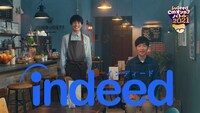 Indeedの新CM「カフェ」編（ジャルジャルバージョン）より。