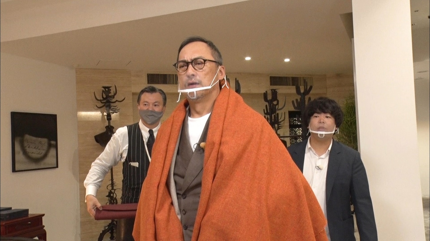渡辺謙（中央）、宮下草薙・草薙（右）。(c)テレビ朝日