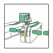 「切符を探す大水」のイラスト。