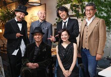 「木梨の輪。」に出演する（前列左から）佐藤浩市、鈴木京香、（後列左から）木梨憲武、高橋克実、江口洋介、中井貴一。(c)フジテレビ