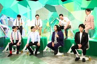 （前列左から）おいでやすこが、見取り図、（後列左から）オズワルド、インディアンス。(c)ABCテレビ