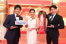 （左から）桐山照史、中村アン、平成ノブシコブシ吉村。(c)TBS