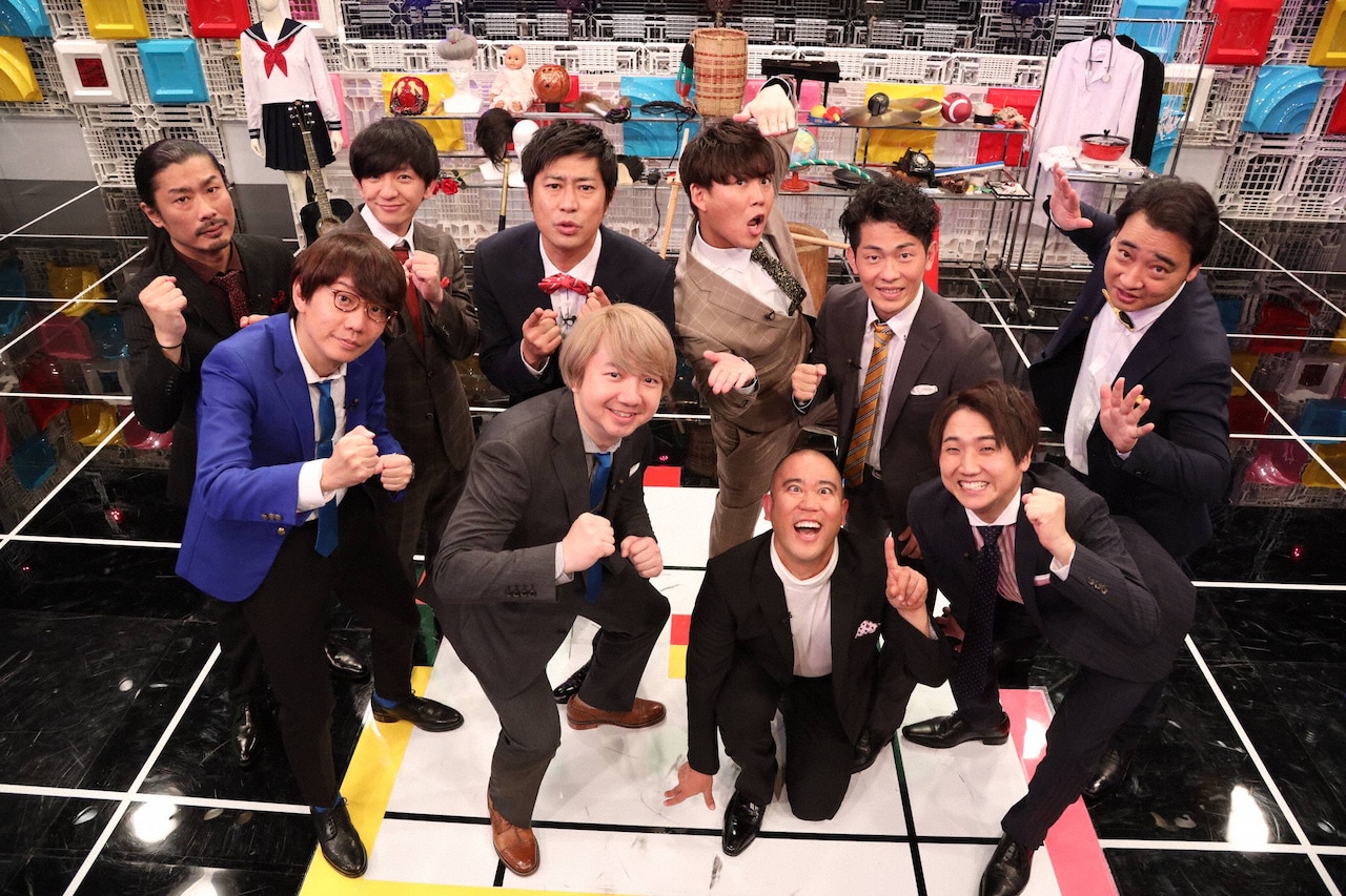 「お笑い陣取」に出演する（前列左から）三四郎、コロコロチキチキペッパーズ、（後列左から）パンサー、ジャングルポケット。