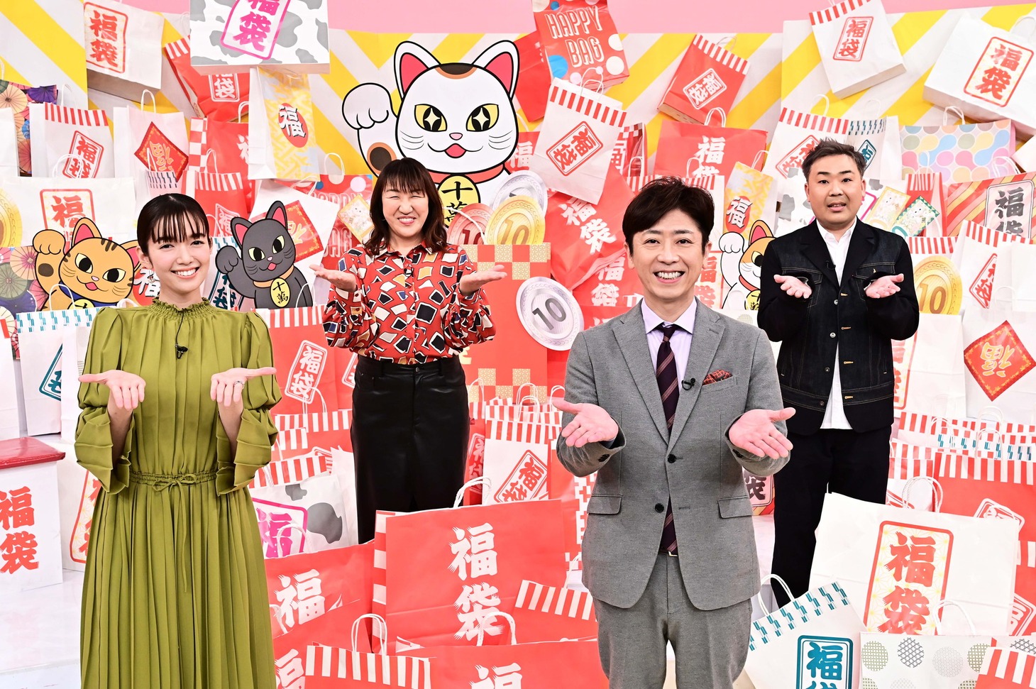 「○○に10万円あげたらこんな使い方されちゃいました！第6弾」に出演する（左から）佐藤栞里、北斗晶、フットボールアワー。(c)CBC