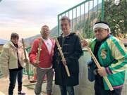 「バスサンド」に出演する（左から）芳根京子、サンドウィッチマン伊達、渡部篤郎、サンドウィッチマン富澤。(c)テレビ朝日