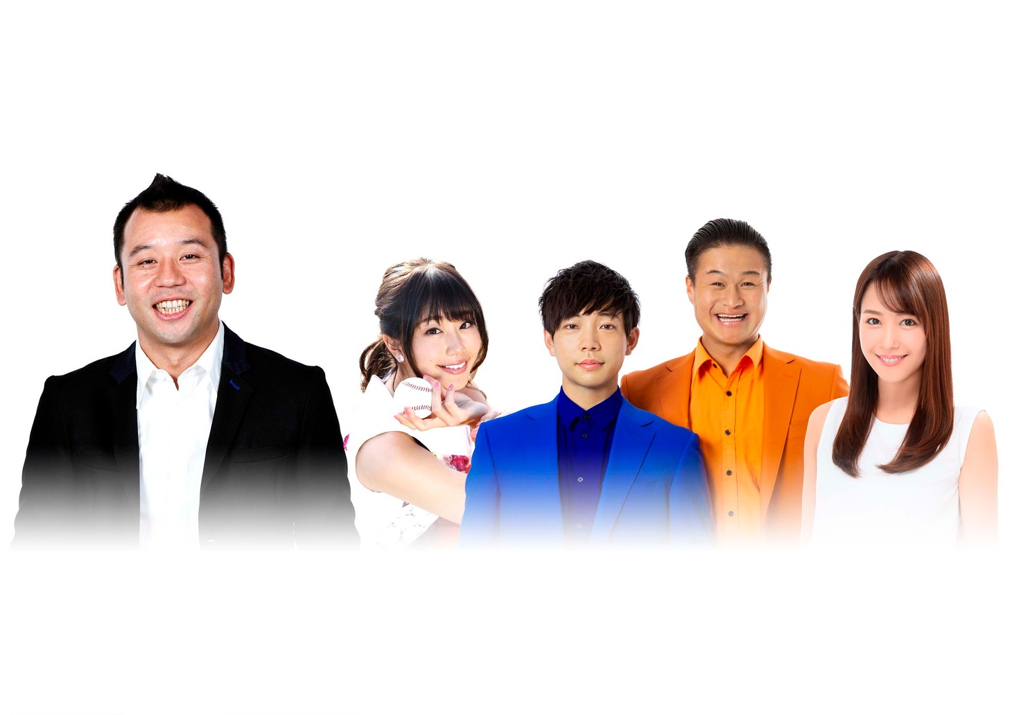 「北海道で雪中キャンプ！ ばえキャン」に出演する（左から）バイきんぐ西村、稲村亜美、ティモンディ、鷲見玲奈。