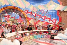 「これが定番！世代別ベストソング ミュージックジェネレーション」に出演する（左から）めるる、みちょぱ、さまぁ～ず、ぺこぱ。(c)フジテレビ