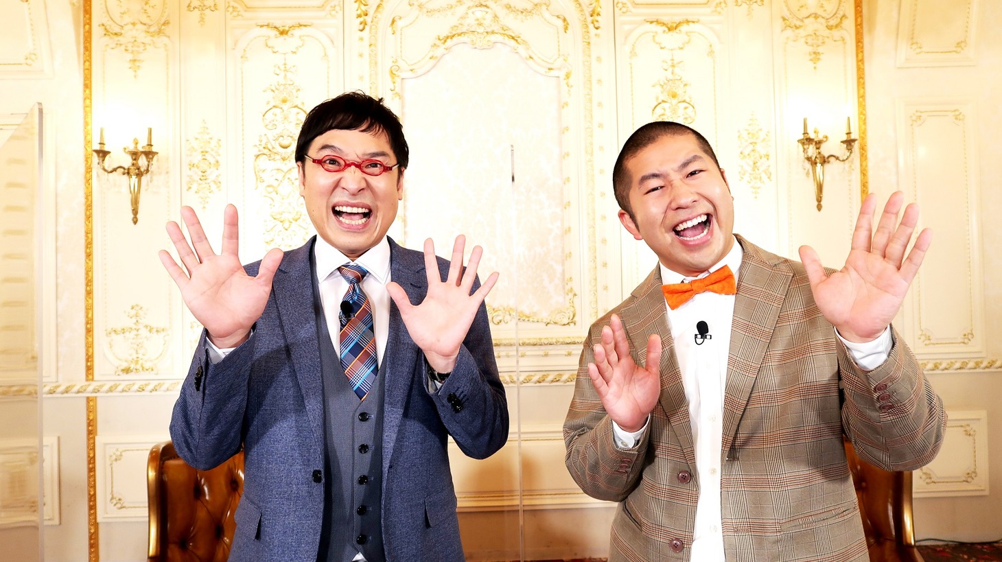 「一流企業が禁断のカミングアウト 私、アレにやられました！」MCの（左から）南海キャンディーズ山里、ハライチ澤部。(c)関西テレビ
