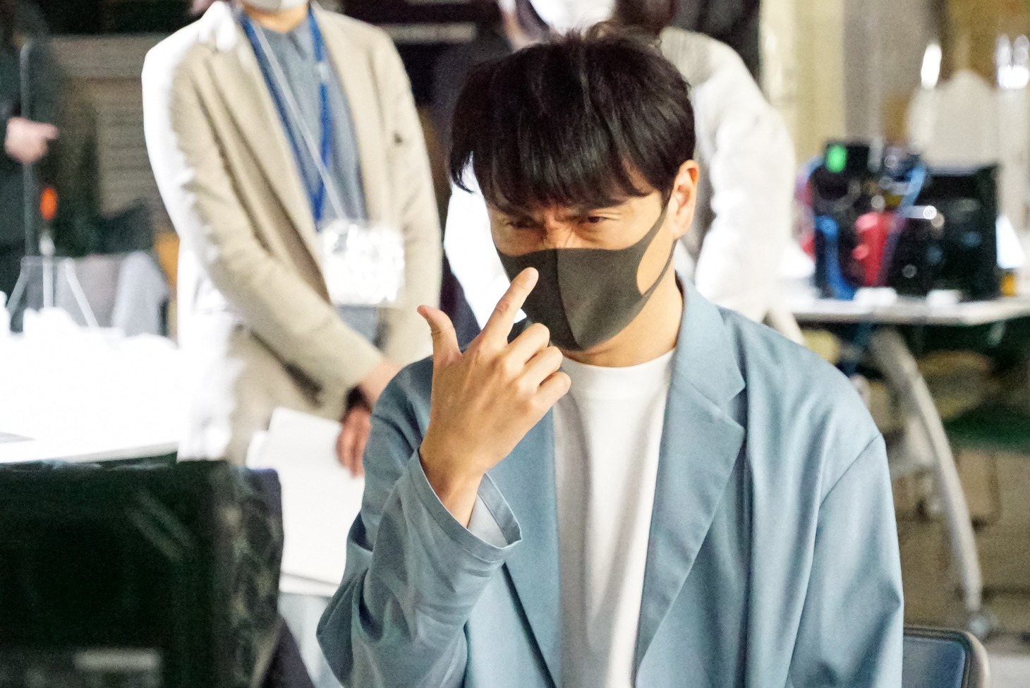 CM撮影中の様子。