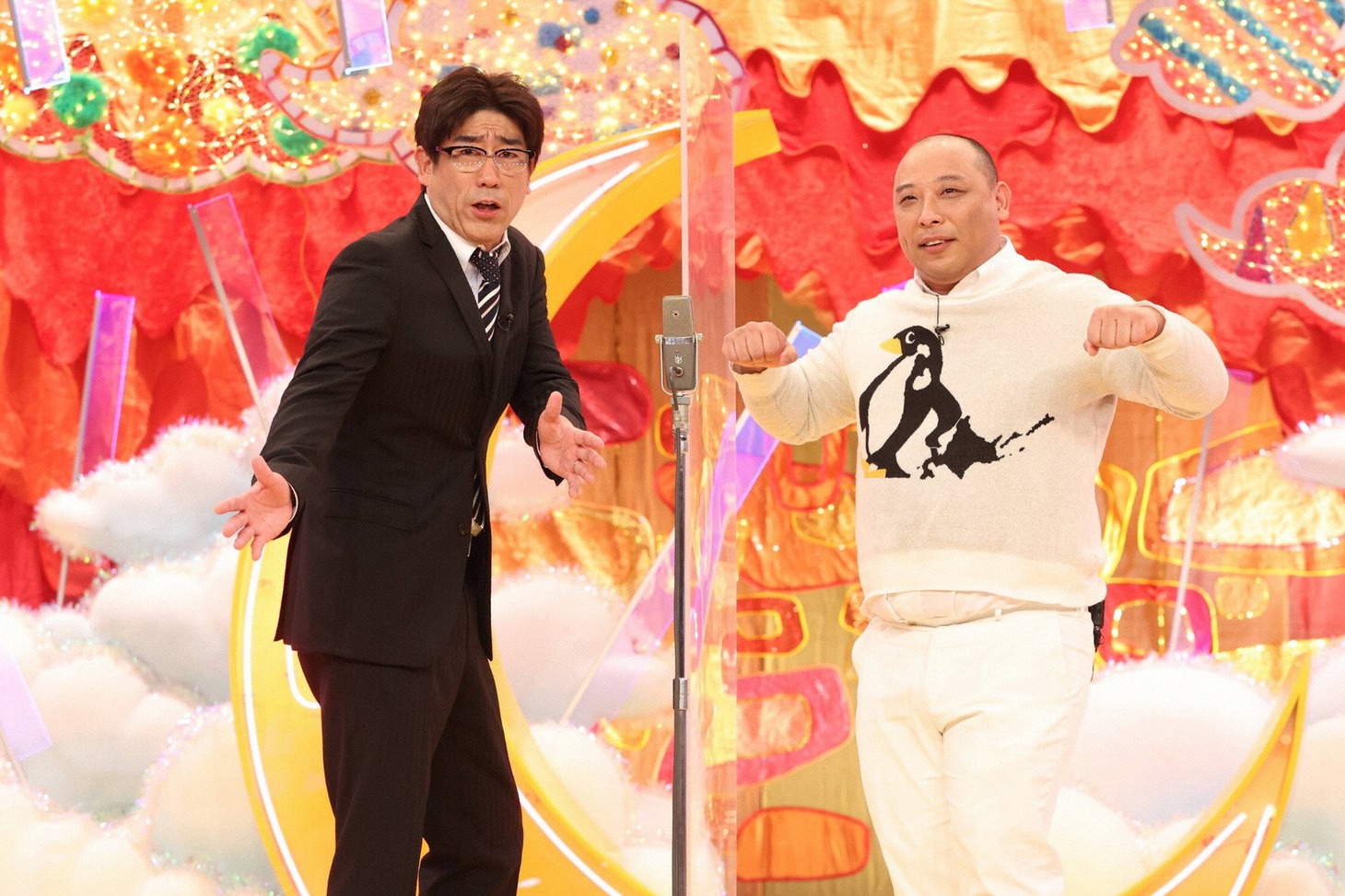 原口あきまさとトム・ブラウンみちお。(c)フジテレビ