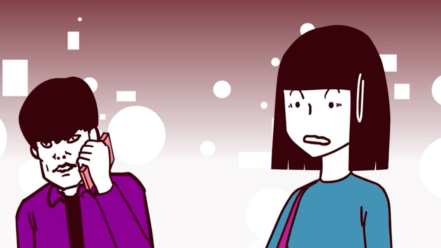 アニメ「電話をしてるふり」より。