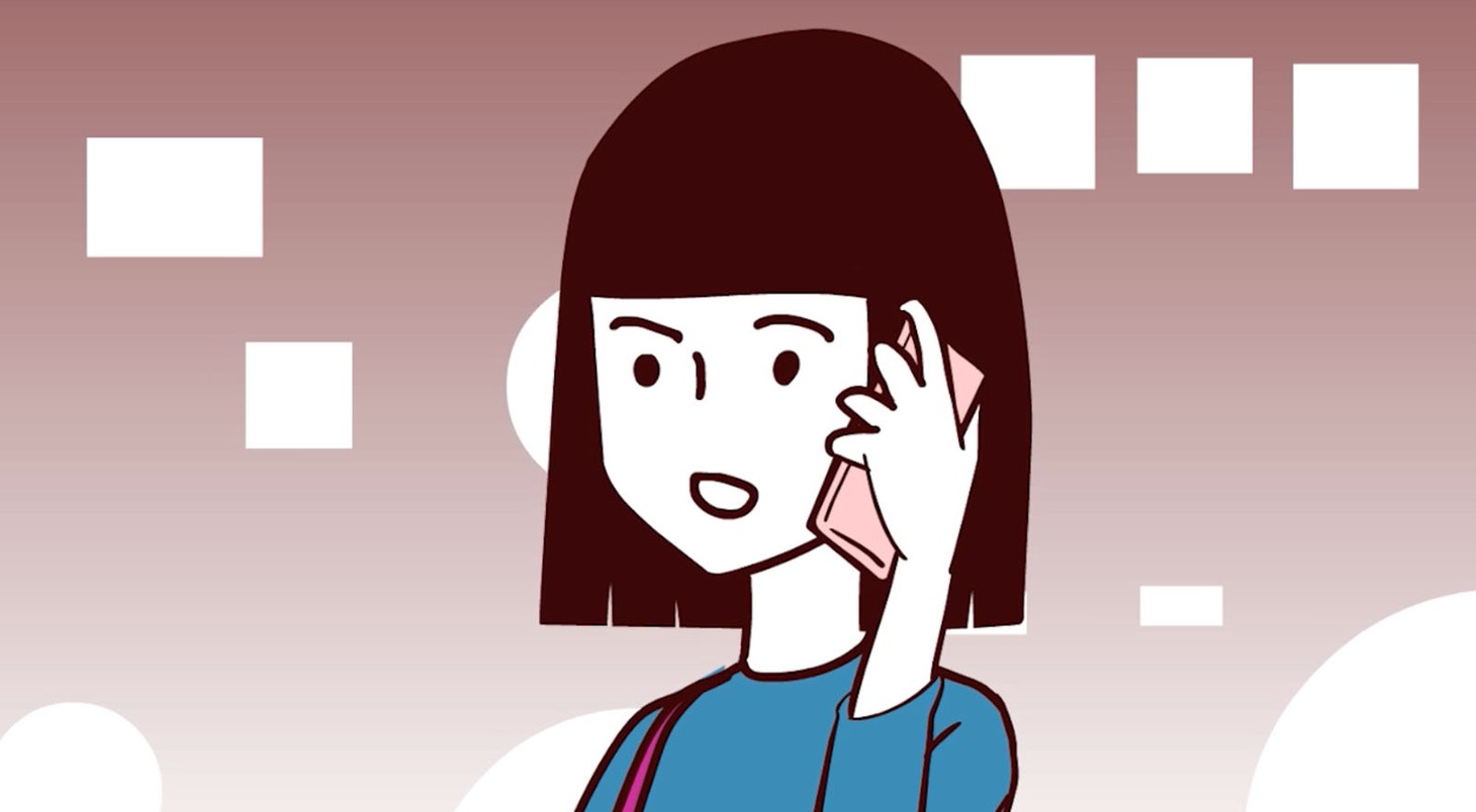 アニメ「電話をしてるふり」より。