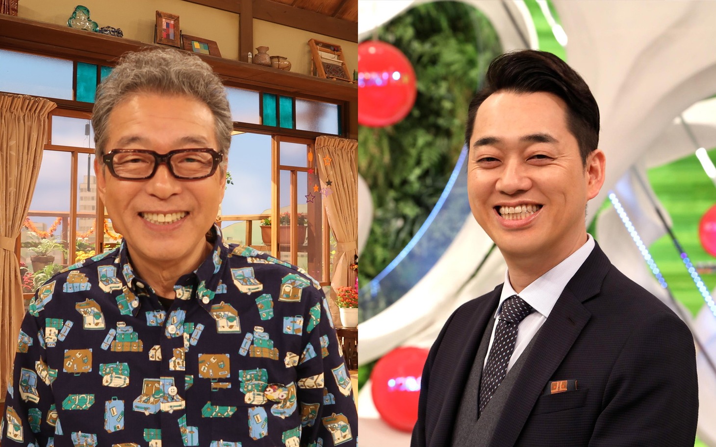 「よ～いドン！」MCの円広志（左）と「ノンストップ！」MCのバナナマン設楽（右）。(c)関西テレビ (c)フジテレビ